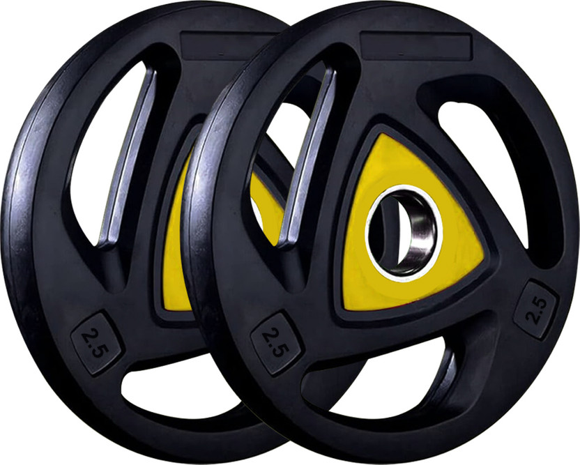 FITRXX Viva Barbell weight plate (2.5kg x 2) New Yellow Weight Plate(5 kg)