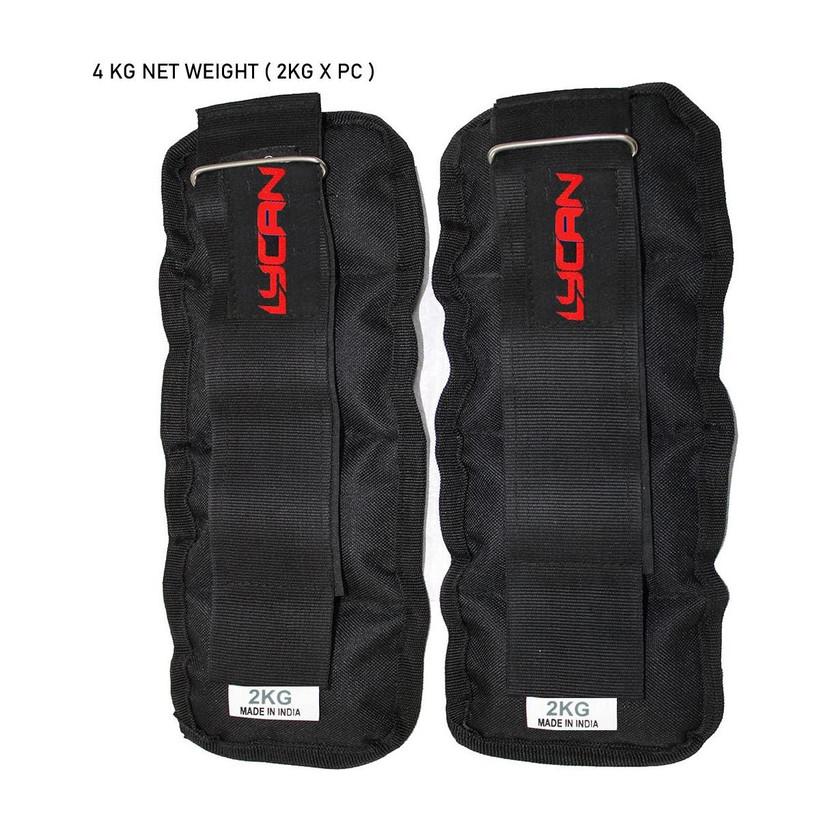 LYCAN Wrist/Ankle Weights Resistant Leg Running Cross Fitness Gym 2KGX2 (4KG) Black Ankle & Wrist Weight(2 kg)