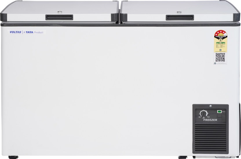 Voltas 303 L Double Door Standard Deep Freezer(Grey, White, CF320DA4-P-AL, 4 Star)
