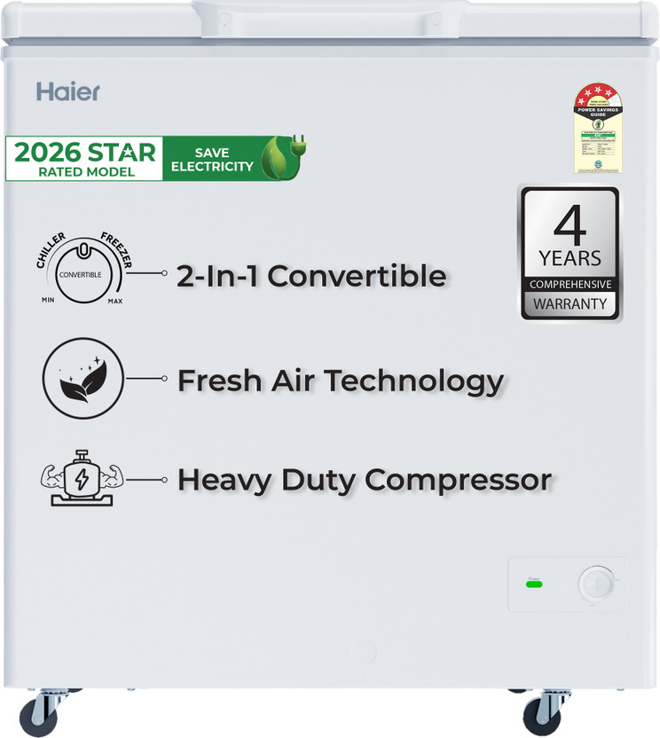 Haier 218 L Single Door Standard Deep Freezer(White, HFC-230SPW4, 4 Star)