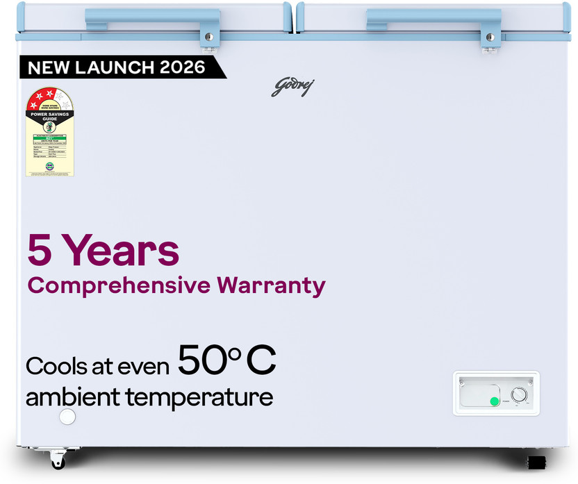 Godrej 302 L Double Door Standard Deep Freezer(White, DH ESNCH 330C 2HCLP RW, 3 Star)