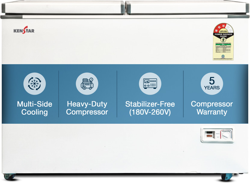 Kenstar 323.0 L Double Door Standard Deep Freezer(White, 300VCF3DDKS26W, 3 Star)