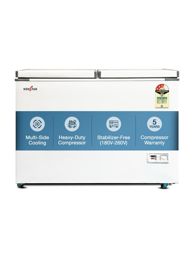 Kenstar 323.0 L Double Door Standard Deep Freezer(White, 300VCF3DDKS26W, 3 Star)