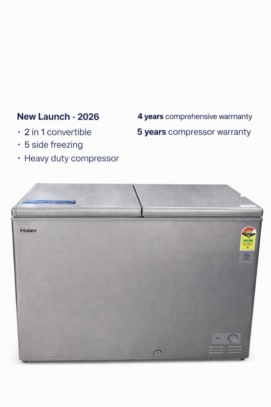 Haier 310 L Double Door Convertible Deep Freezer(Grey, HFC-335DET4, 4 Star)