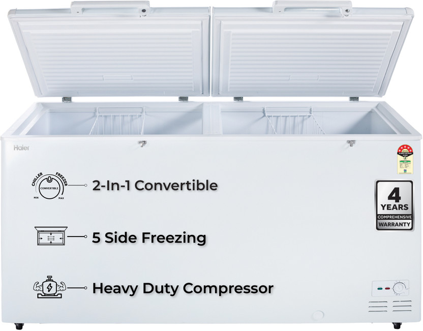 Haier 524 L Double Door Standard Deep Freezer(White, HFC-588DM5, 5 Star)