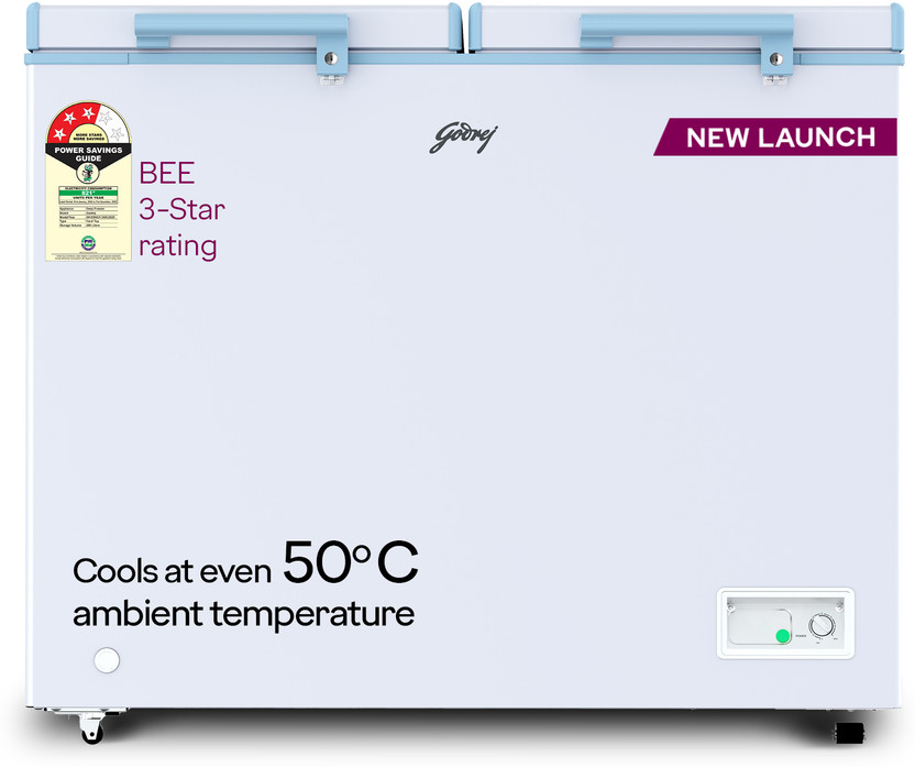 Godrej 302 L Double Door Standard Deep Freezer(White, DH ESNCH 330C 2HCLP RW, 3 Star)