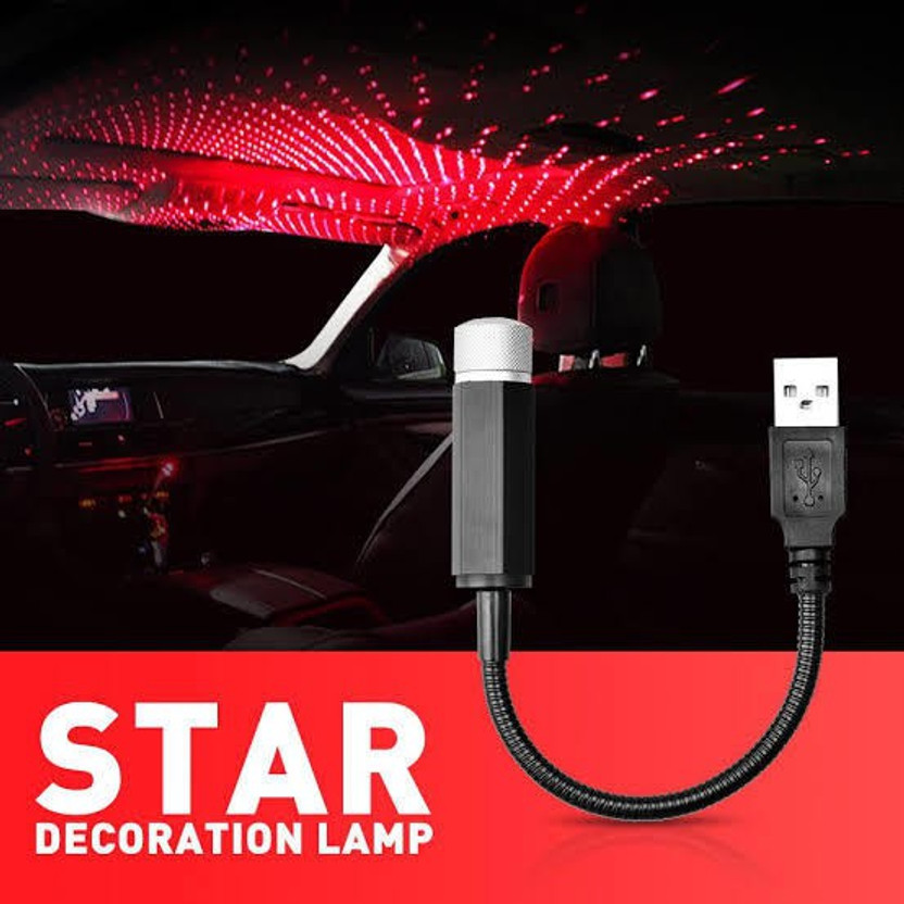 D S Auto Parts Accessories DSAutoPartsAccessories Star Decoration Lamp 360° Rotation Car Fancy Lights(Red)