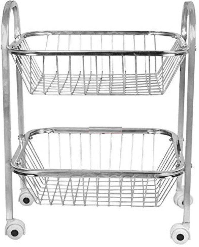 Elexa Hardware Stainless Steel Fruit & Vegetable 2 Layer Stainless Steel Fruit & Vegetable Basket(Silver)