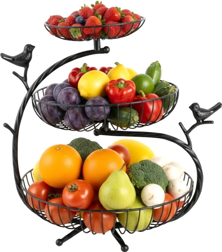 PRIME PRIME KRAFTS 3 Tier Unique Bird Design Countertop Storage Organizer for Home and Kitchen, Iron Fruit & Vegetable Basket(Black) - Flipkart Deal