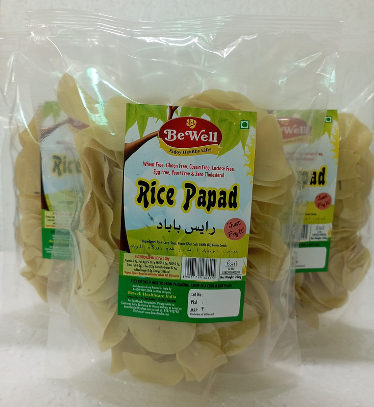 BeWell Gluten Free Rice Papads Fryums (Pack of 5)(1 kg)