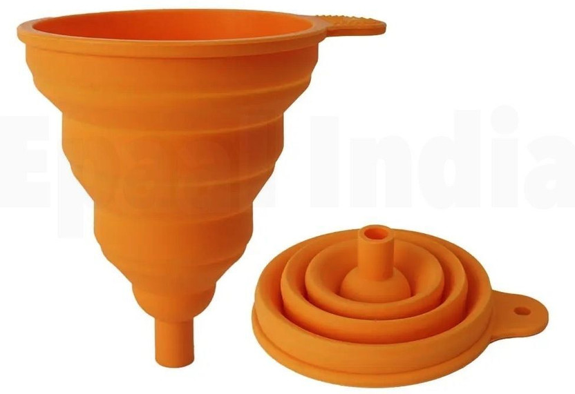 Epaal 2pcs Collapsible Heat Resistant Funnel for Pouring Oil, Sauce, Water, Juice Silicone Funnel(Multicolor, Pack of 2)