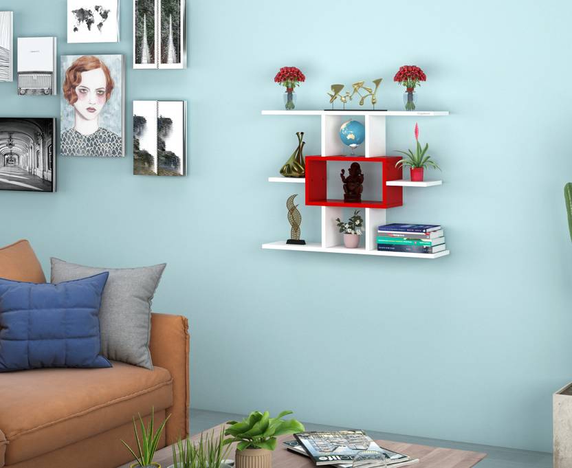 Captiver Engineered Wood Star Wall Mounted Books Shelf Racks Shelves