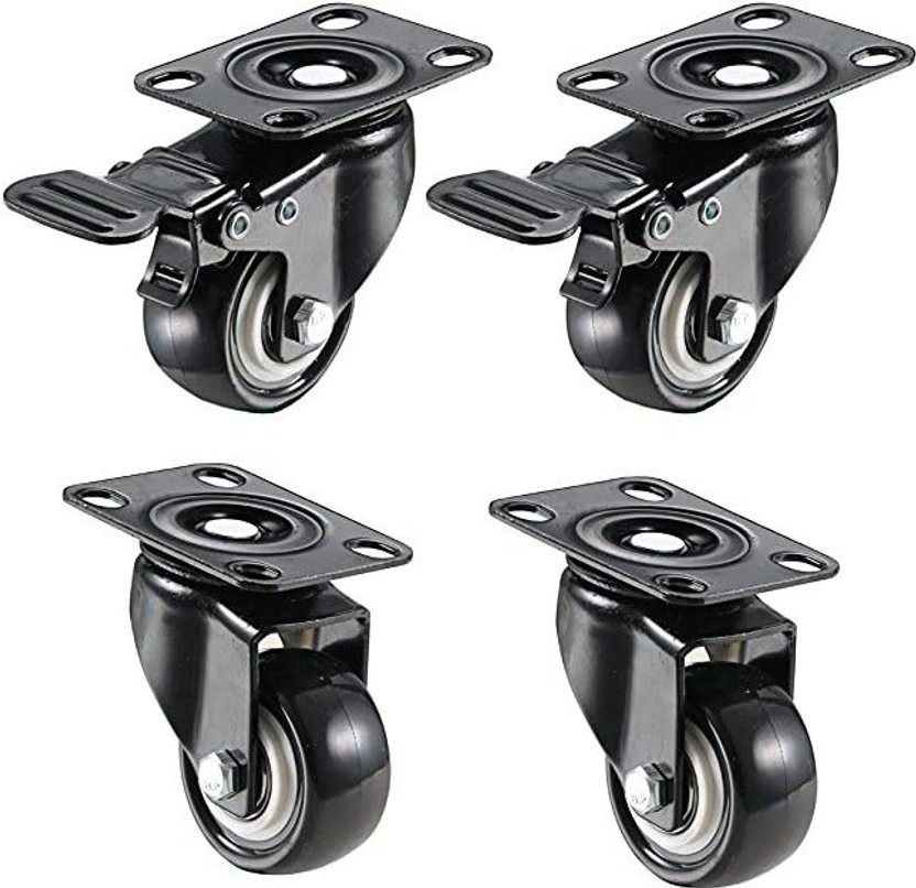 SHIVA 1.5 " 38MM Heavy Duty Swivel Caster with 360 Degree (2 with Brakes & 2 Without) Braking and Locking Furniture Caster(Pack of4)