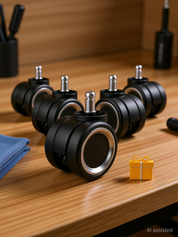 K25 Heavy Duty Caster Black Ring Pin Wheels for Rolling Computer Chairs Wheel Appliance Furniture Caster(Pack of5)