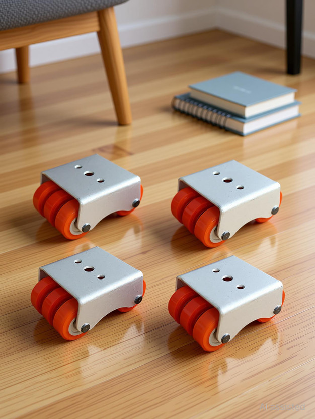 GALAXY ENTERPRISE 6-Wheels Roller Moving Castor/Sixer (Orange, 50 mm, L) 4 Pieces in 1 Box Swivel Furniture Caster(Pack of4)