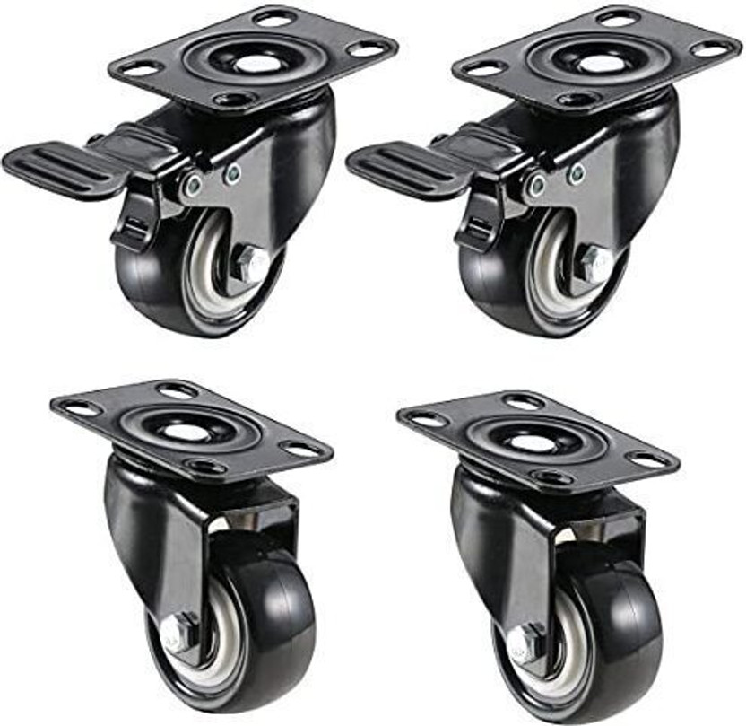 Nisma Engineering 2in PVC Coated With Double Ball Bearing |2 Swivel, 2 Break Load Capacity - 240kg Swivel Furniture Caster(Pack of4)