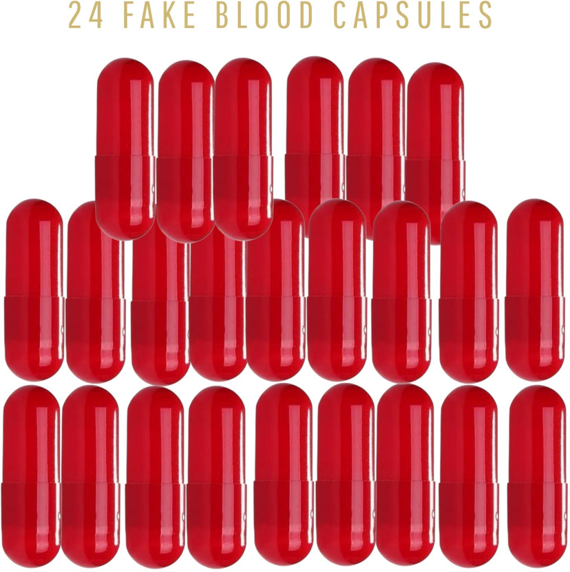 taka saki Prank fake blood capsules horror makeup halloween drama Effect Prank Gag Toy(Red)