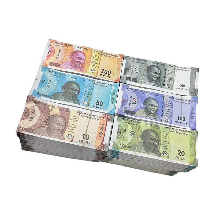 Zinnia (600 Fake Note) Playing Learn Money Skills Fake Money Indian Currency Nakli Note Fidget Toy Gag Toy(Multicolor)