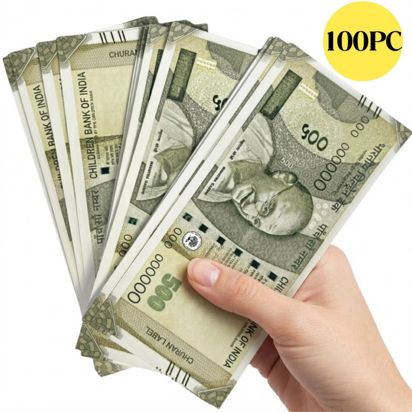 DattireFas DattireFas 100 PCS ₹500 Dummy Play Money Notes Bundle fake note Gag Toy(Green) - Flipkart Deal