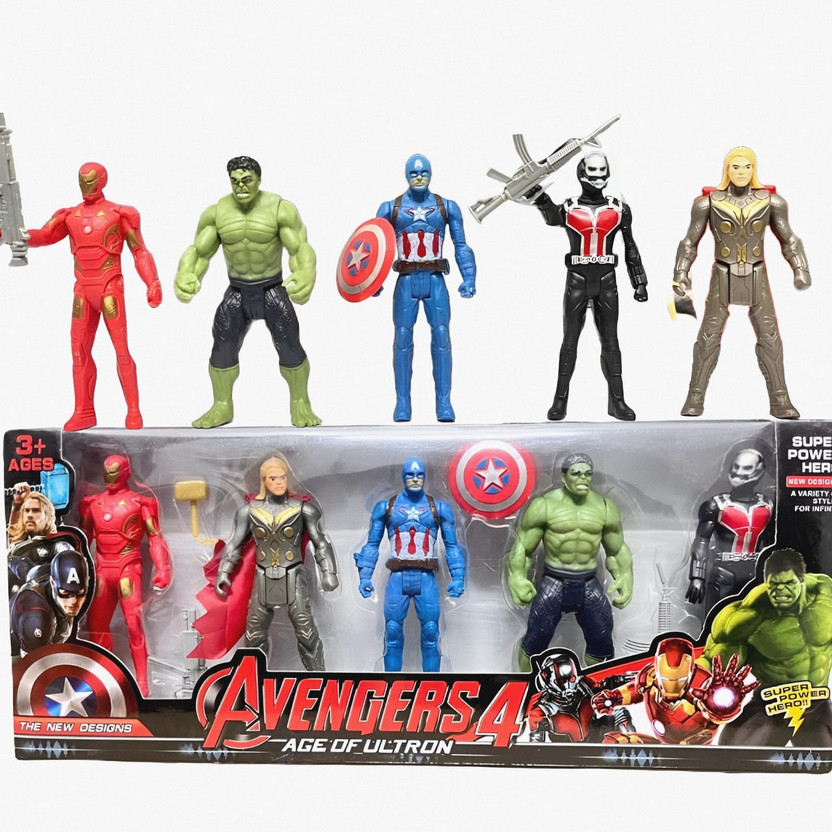 AS TOYS 05 Spiderman Marvel Avengers Super Hero Action Figure Toy Gift for Kids Set of 5Pc Gag Toy(Multicolor)