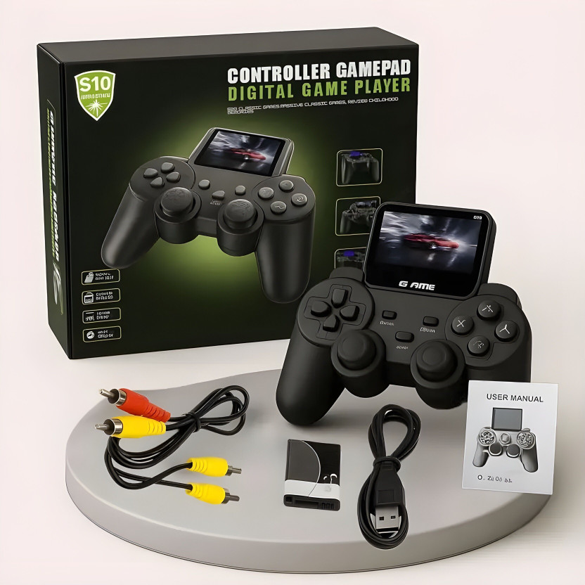 NUVIO S10 Handheld Gaming Console with 520 Games, TV Cable Support and 3" Screen USB  Gamepad(Black, For PC)