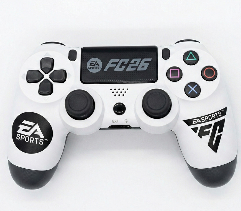 HG WORLD PS4 Controller DualShock 4 Wireless Playstation Gaming Remote, FC26 Edition Bluetooth  Gamepad(Solid White, For PS4, PC, Windows 10)