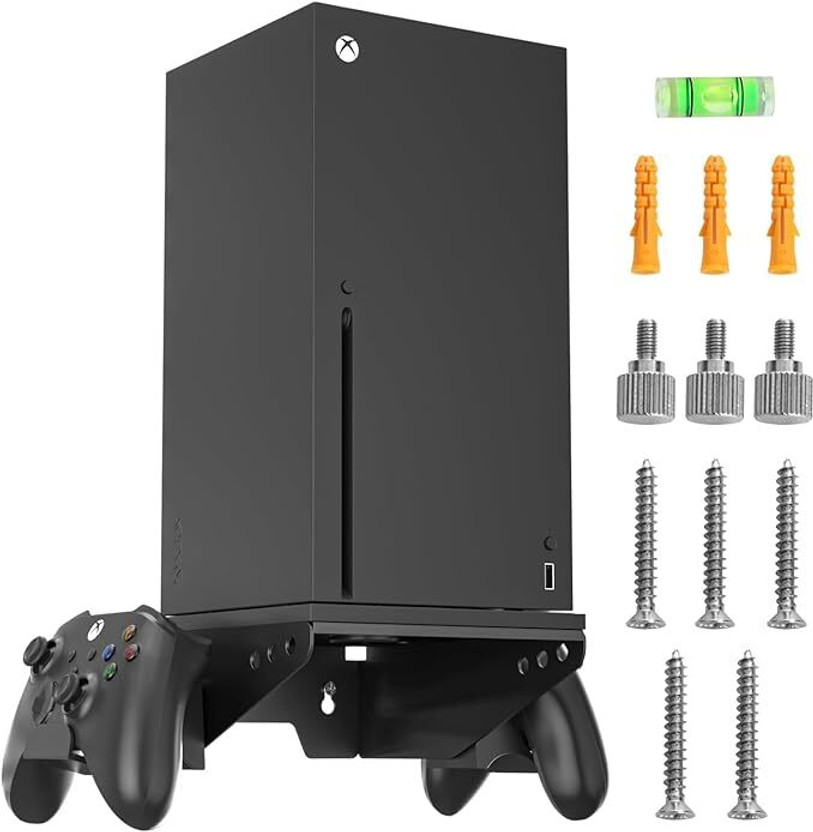 HG WORLD DOBE Wall Mount X-3602 For Series X Console Vertical Stand with Heat Dissipation  Gamepad(Remote Holder, Space-Saving Design, Easy to Install, Use Alone, For Xbox Series X)