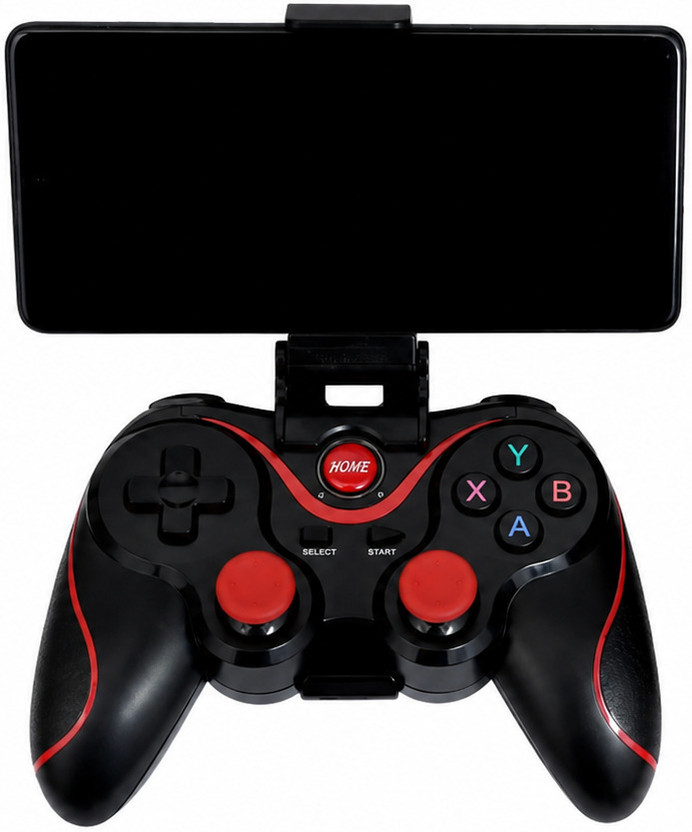 MTK X3 Wireless Bluetooth Game Controller with Mobile Holder for Gaming Bluetooth Gamepad(Black & Red, For Android, PC)