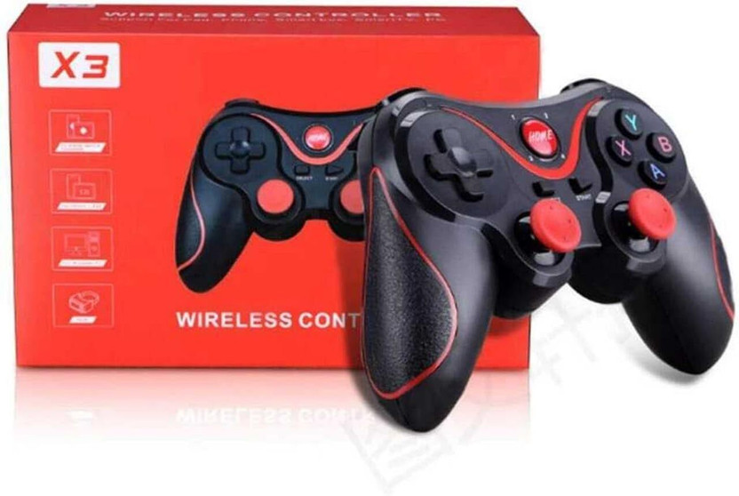 Timkolas X3 Wireless Gamepad Controller for Android,PC,SmartTV with Dual Analog Sticks_02 Bluetooth Gamepad(Black & Red, For Android, Mac OS, PC, Windows 10)