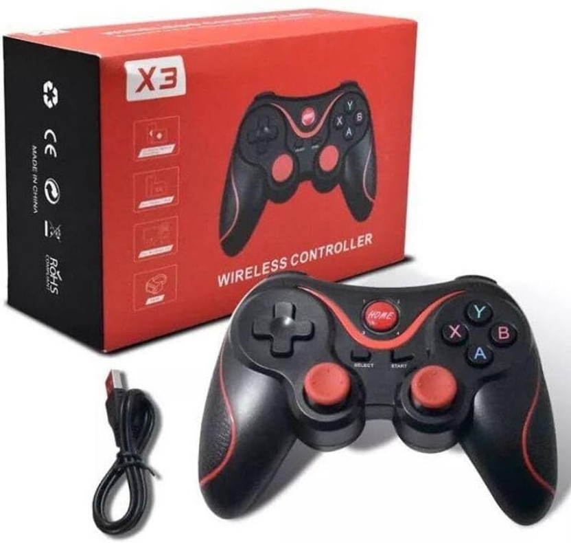 Timkolas X3 Wireless Gamepad Controller for Android,PC,SmartTV with Dual Analog Sticks_13 Bluetooth Gamepad(Black & Red, For Android, Mac OS, PC, Windows 10)