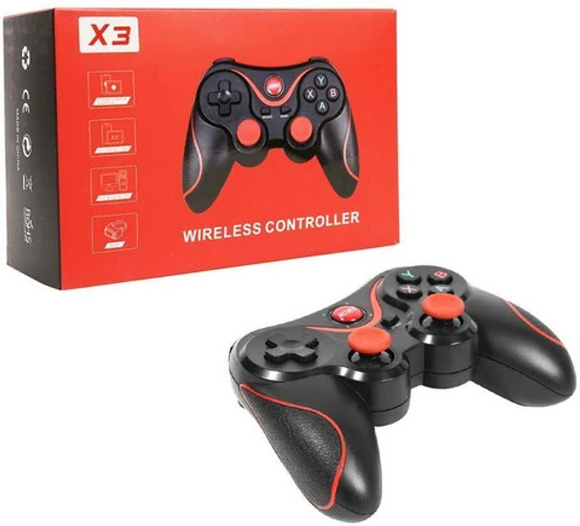 Timkolas X3 Wireless Gamepad Controller for Android,PC,SmartTV with Dual Analog Sticks_05 Bluetooth Gamepad(Black & Red, For Android, Mac OS, PC, Windows 10)