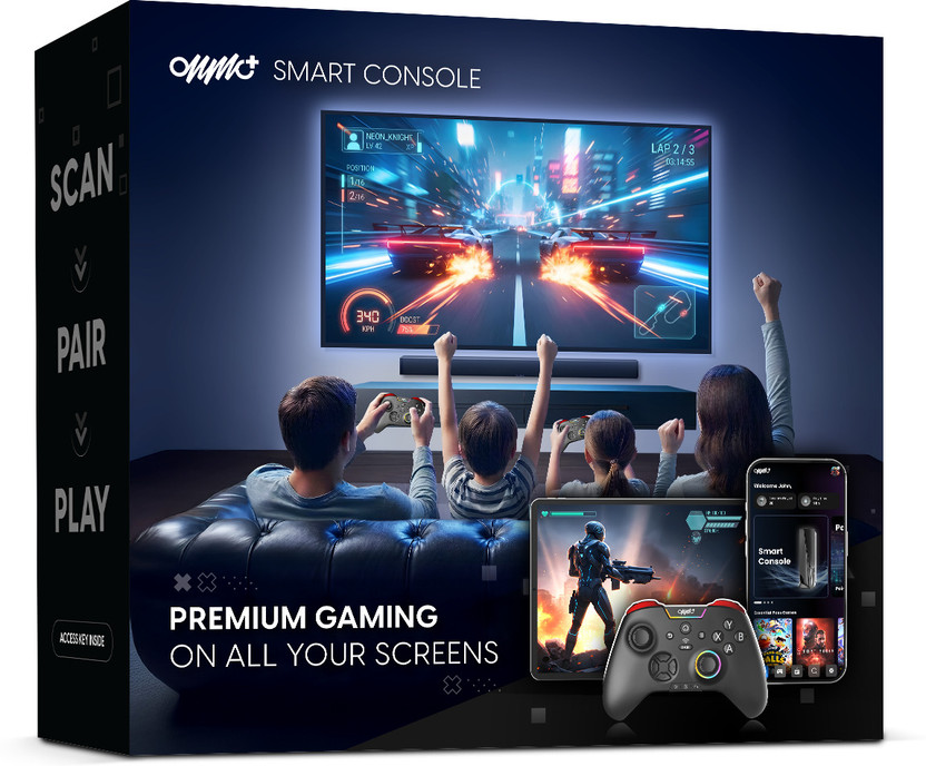 ONMO+ Core Edition Bluetooth Smart Console with Premium Games and Pro Controller for TV, Laptop, Tablet and Smartphone(Black with Red)