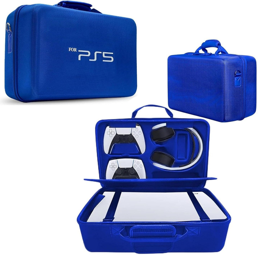 TMG PS5 Travel Carry Case for Console, Remote Player & Accessories  Gaming Accessory Kit(Blue, For PS5)