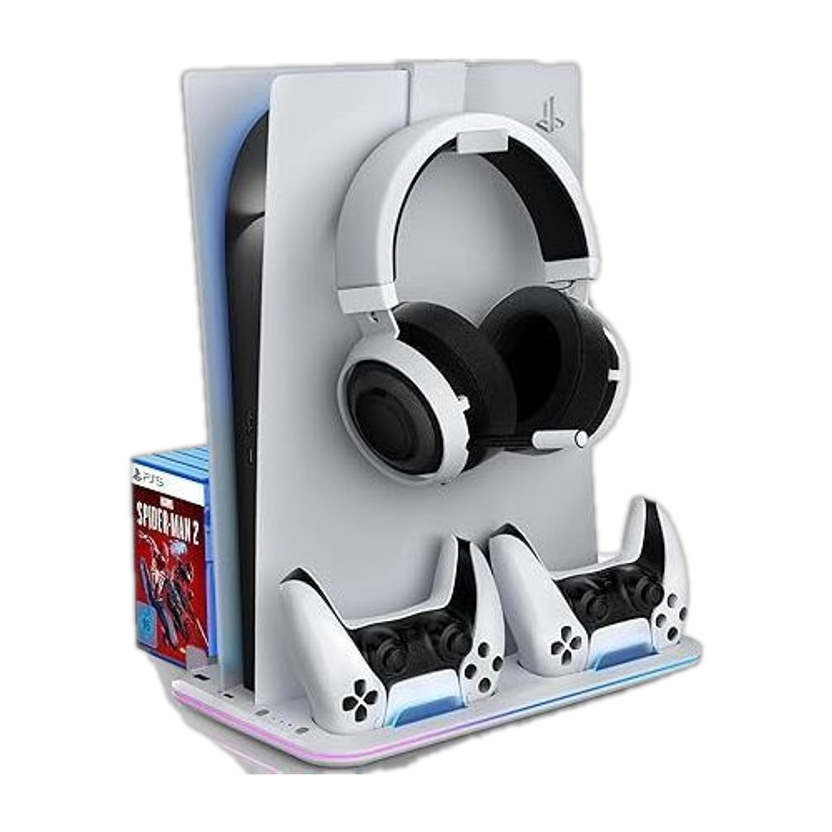 sounce RGB PS5 Cooling Stand with Dual Controller Charging Dock & Fan  Gaming Accessory Kit(White, For PS5)