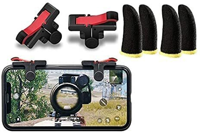 Online Delhi Fashion Combo of [1PAIR] D9 PUBG Game Controller L1 R1 Trigger & 2 Pair Finger sleeve  Gaming Accessory Kit(Black, Red, For Android, iOS, Mac OS)