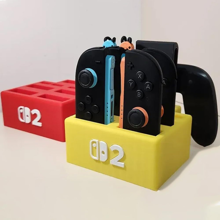 Action Pro 3D Printed Joy-Con Storage Organizer Compatible with Nintendo Switch 2  Gaming Accessory Kit(Red & Yellow, For Nintendo Switch)