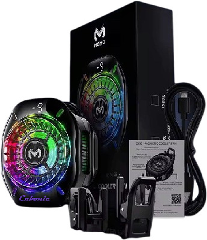 Cubonic CX10 Mobile 3 Style RGB(Pro Model) 2 Speed Gear(Icing-AI) 1 Fan Ergonomic Cooling Pad with Adjustable Height(Black)