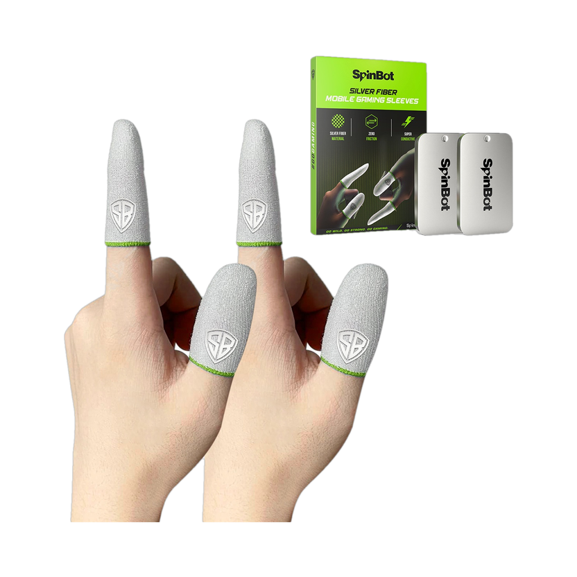 SpinBot Silver Fiber Thumb & Finger Sleeves 2 Pair(4 Pieces)For BGMI,COD,FreeFire|Mobile  Gaming Accessory Kit(Silver, For iOS, Android)