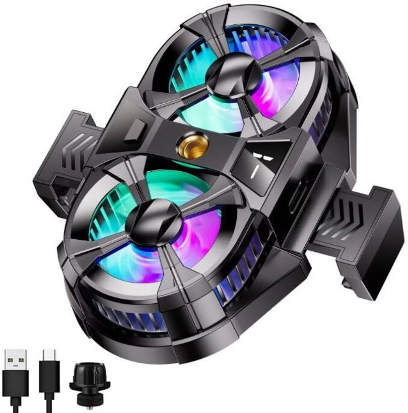 CraftsandMarts Phone Cooler Gaming Fan, Mobile Cooler, Dual Turbo Fan with Digital Display Phone Cooler Gaming Fan, Mobile Cooler, Dual Turbo Fan with Digital Display USB Air Cooler(Black)