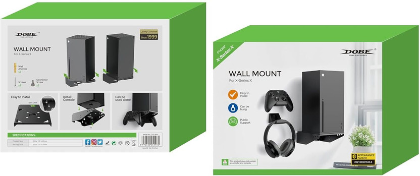 HG WORLD DOBE Wall Mount X-3602 For Series X Console Vertical Stand with Heat Dissipation  Gaming Accessory Kit(Remote Holder, Space&Saving Design, Easy To Install, Use Alone, For Xbox Series X)