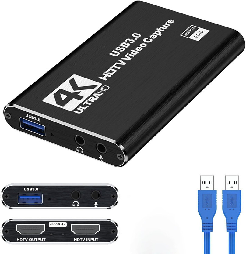 BlackBoost 4K HDMI Game Capture Card, USB 3.0 1080p 60fps for Streaming, Nintendo Switch Media Streaming Device(Black)