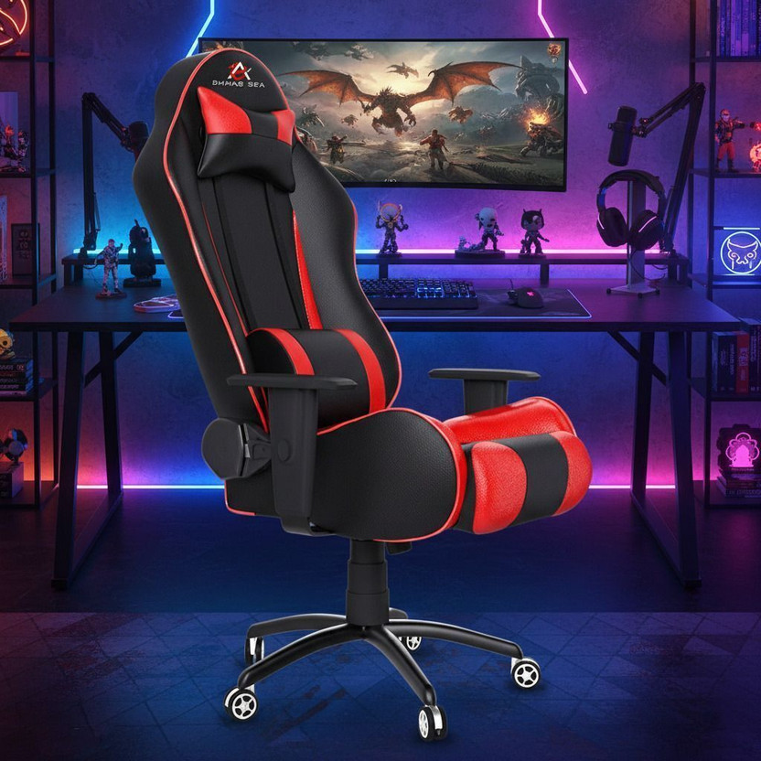 ASE Gaming Gold Series Gaming Chair with 180 Degree Reclining And Black Metal Base Gaming Chair(Red, Red, Black)