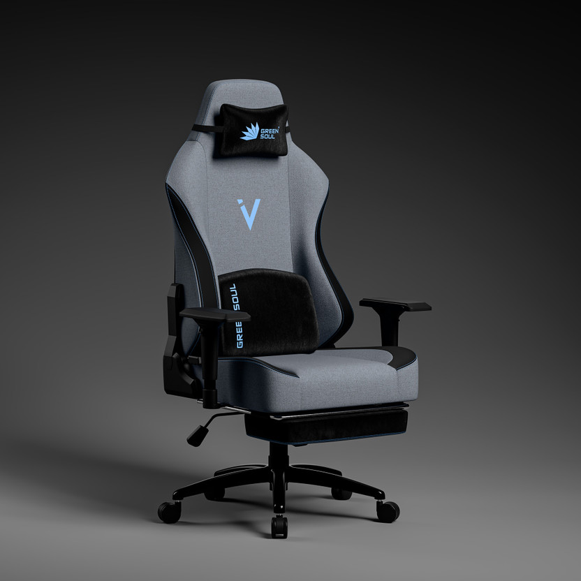 GREEN SOUL Vision Pro Gaming Chair|Gaming & WFH|Memory Foam|4D Armrest Gaming Chair(Silver)
