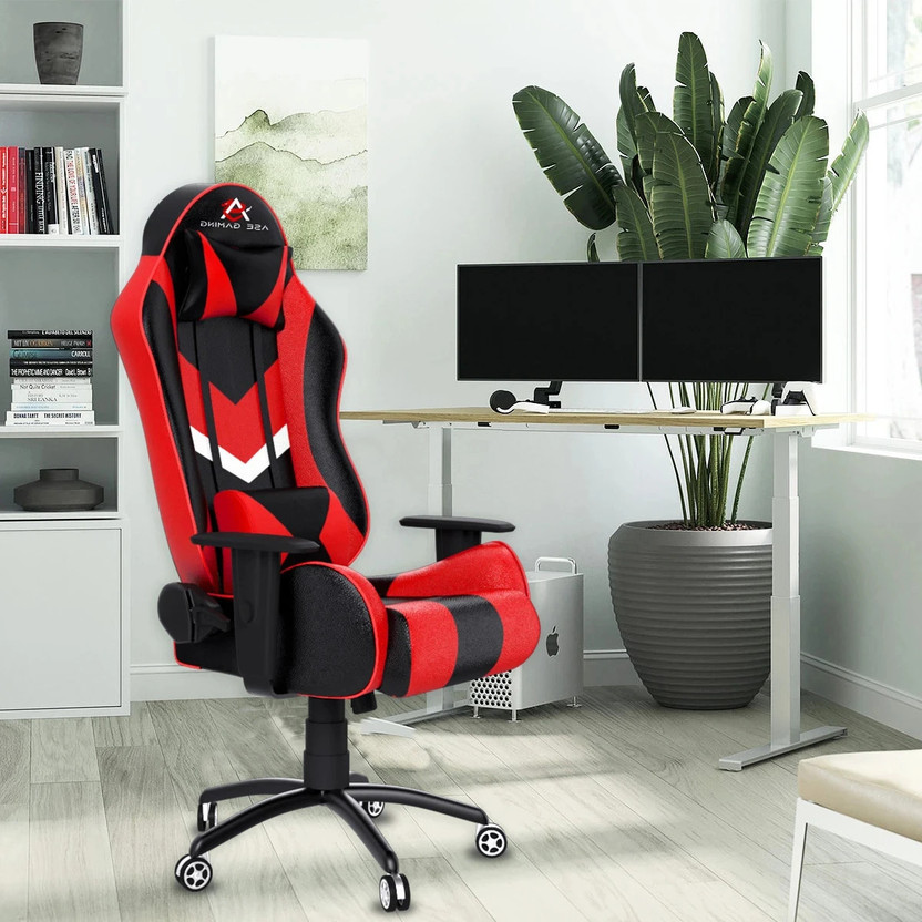 ASE Gaming Gold Series Ergonomic Gaming Chair with Head & Lumbar Pillow Gaming Chair(Red)