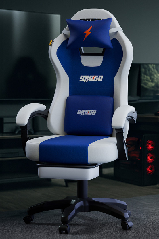 Drogo High Back Ergonomic Gaming Chair with Adjustable Neck, Armrest PU Leather Gaming Chair(White)