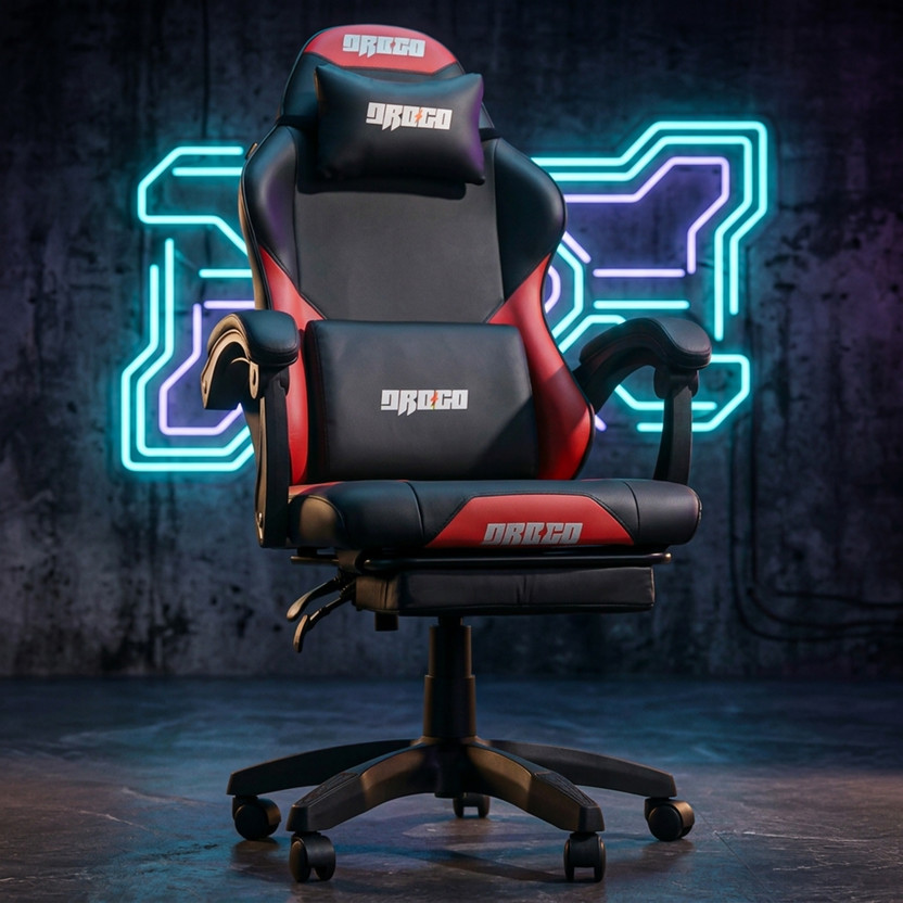 Drogo Ergonomic Gaming Chair | MultiFunctional Computer Chair with Footrest Gaming Chair(Black, Red)