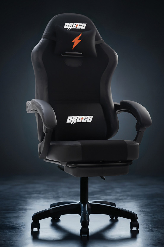 Drogo High Back Ergonomic Gaming Chair with Adjustable Neck, Armrest PU Leather Gaming Chair(Grey)