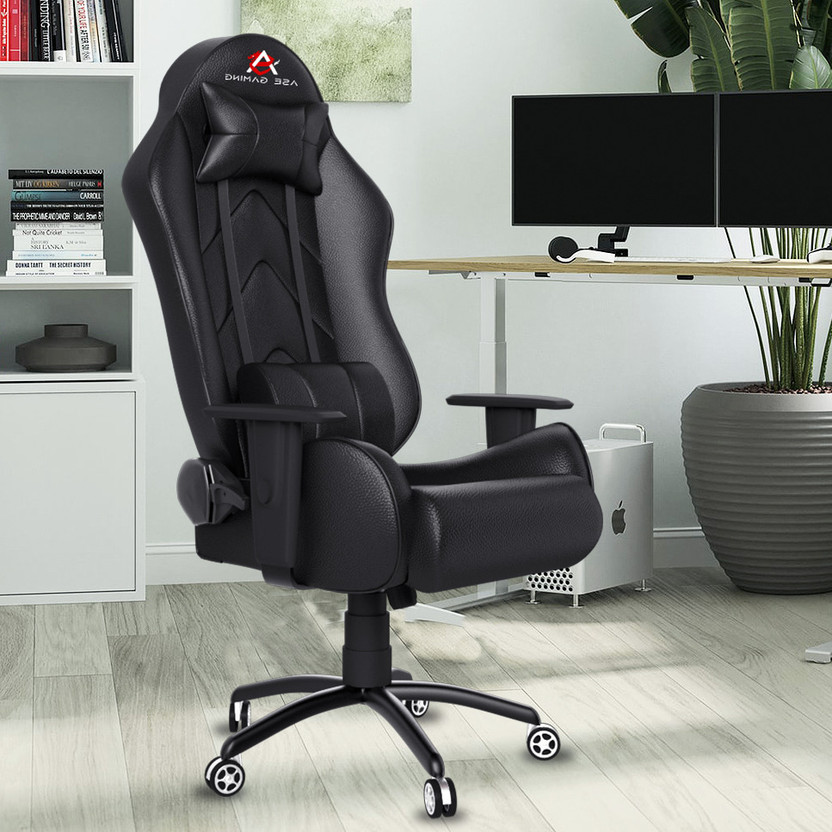 ASE Gaming Gold Series Ergonomic Gaming Chair with Head & Lumbar Pillow Gaming Chair(Black, Clear, Black)