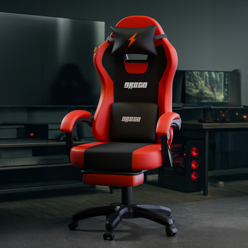 Drogo High Back Ergonomic Gaming Chair with Adjustable Neck, Armrest PU Leather Gaming Chair(Red)