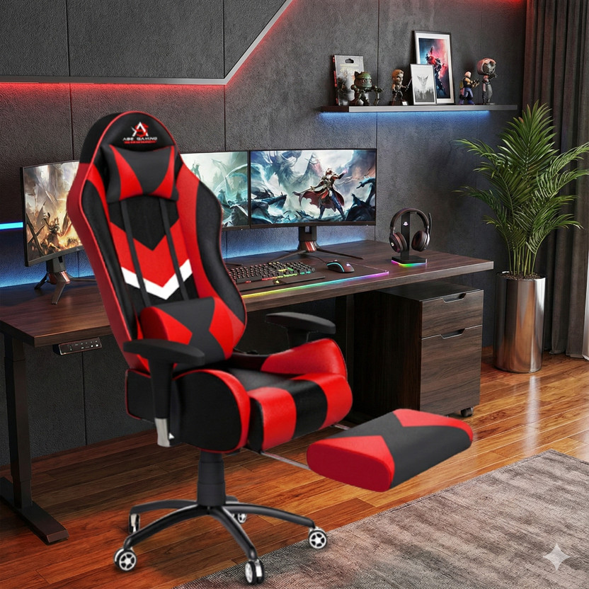 ASE Gaming Gold Series with 180 Degree Reclining And Black Metal Base Gaming Chair(Multicolor, Red, Black)